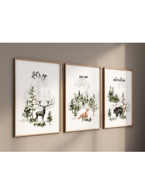 Ninastore Orman Hayvanları Kreş Sanat Baskıları: Dağ Macerası Teması