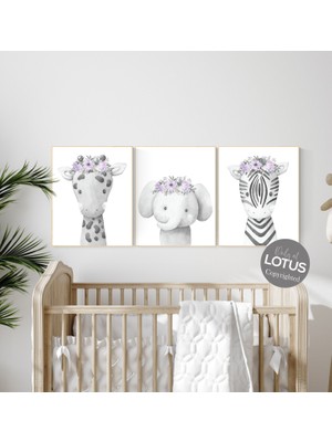 Ninastore Çiçekli Hayvan Desenli Çocuk Odası Desenleri: Kız Odası Dekoru, Safari Duvar Sanatı