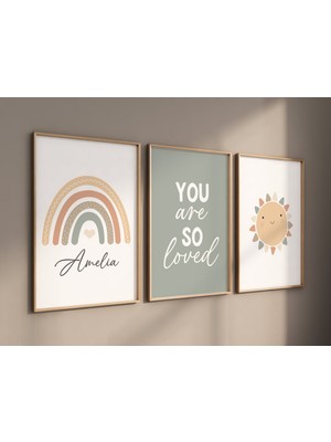 Ninastore Nötr Gökkuşağı Çocuk Odası Desen Seti: Toprak Tonlarında Güneş Işığı Dekoru