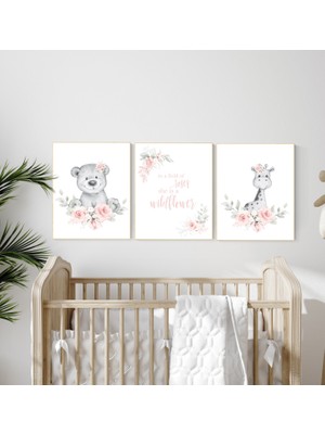 Ninastore Çiçekli Orman Hayvanı Desenli Bebek Odası: Bohem Kız Dekoru
