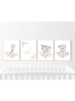 Ninastore Çiçekli Hayvan Desenli Bebek Odası Dekorasyonu: Bohem Kız Odası Dekoru