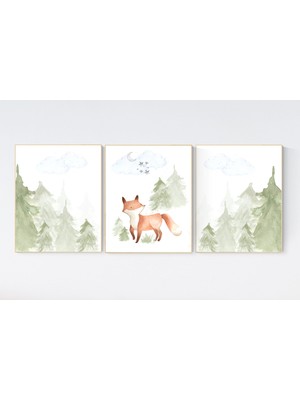 Ninastore Orman Tilkisi Kreş Baskıları: Cinsiyetsiz Hayvan Sanatı