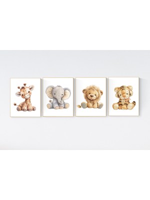 Ninastore Safari Hayvan Kreş Baskıları: Peluş Hayvan Sanatı