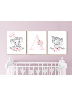 Ninastore Fil Çiçekli Bebek Odası Dekoru: Bohem Bebek Odası Sanat Baskısı