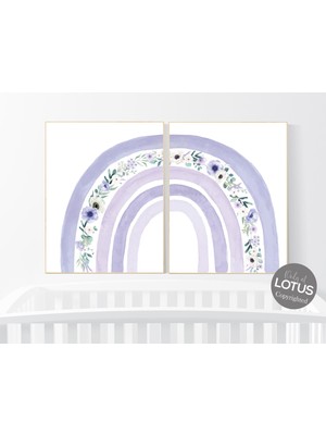 Ninastore Mor Çiçekli Gökkuşağı Desenli Bebek Odası Seti: Bohem Kız Dekoru