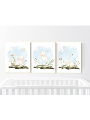 Ninastore Koyun Fidanlığı Dekor Baskıları: Cinsiyetsiz Kuzu Duvar Sanatı