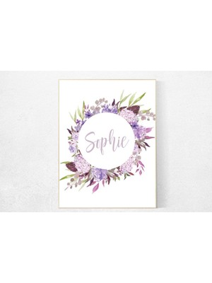 Ninastore Mor Çiçekli Çocuk Odası Deseni: Lavanta Leylak Çiçek Dekoru