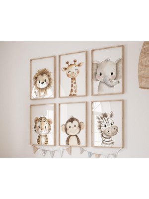 Ninastore Safari Hayvan Kreş Baskıları: Suluboya Orman Hayvanları, 6'lı Set
