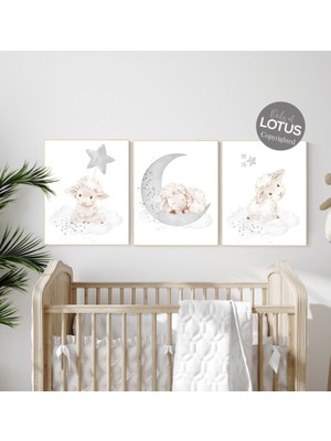 Ninastore Koyun Fidanlığı Sanat Baskıları: Ay ve Bulut Dekoru