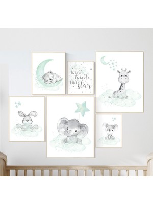 Ninastore Hayvan Kreşi Baskıları: Fil, Tavşan, Ayı, Zürafa, Koala