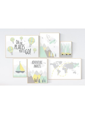 Ninastore Macera Bekliyor Çocuk Odası Dekoru: Dünya Haritası, Uçak Baskıları