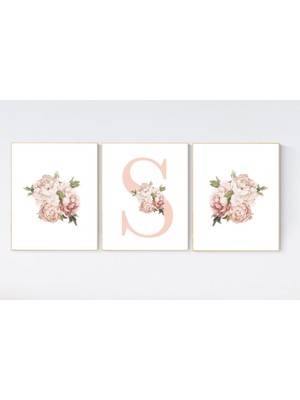 Ninastore Şakayık Çiçekleri Çocuk Odası Desenleri: Kız Odası Dekoru, 3'lü Set