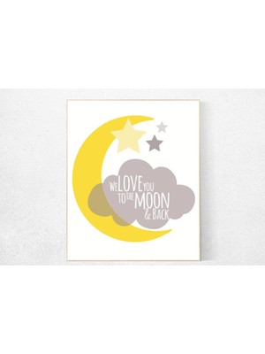 Ninastore Ay Bebek Odası Baskısı: Sarı Bebek Odası Dekoru, Bebek Odası Sanatı