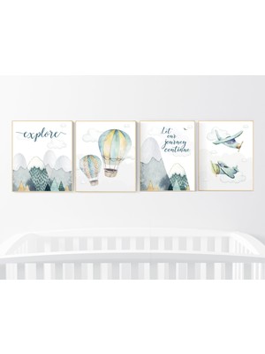 Ninastore Macera Odası Dekoru: Uçak ve Sıcak Hava Balonu Baskıları