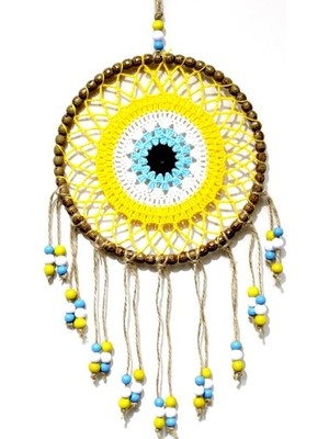 Sarı Motifli Renkli Boncuklu El Yapımı Duvar Süsü