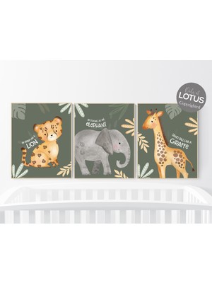 Ninastore Safari Kreş Baskıları: Bohem Hayvan Duvar Sanatı, 3'lü Set