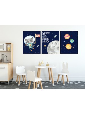 Ninastore Uzay Kreş Sanat Baskıları: Uzay Hayvanları Dekoru