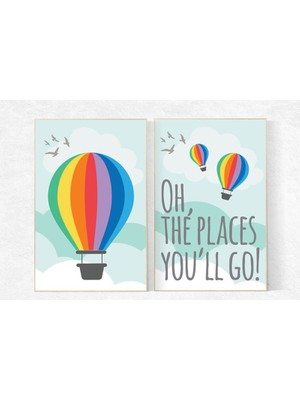 Ninastore Sıcak Hava Balonu Bebek Odası Baskı Seti: Oyun Odası Dekor Sanatı