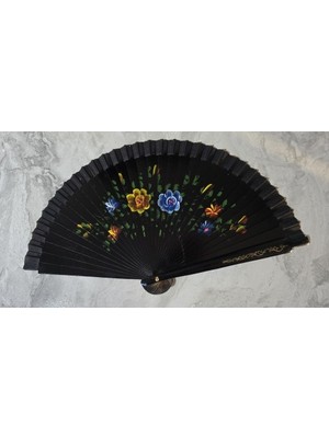 Bambu Çift Taraflı Siyah Yelpaze 12'li Paket