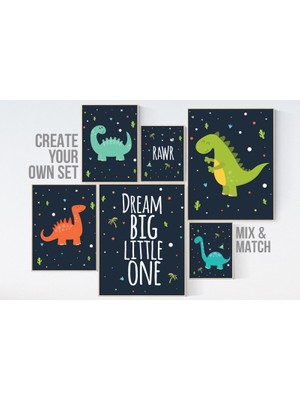 Ninastore Dinozor Çocuk Odası Baskıları: Erkek Çocuk Odası Dekoru, Çocuk Duvar Sanatı