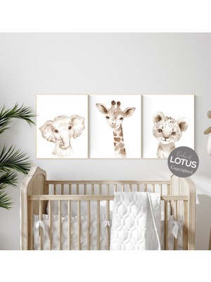 Ninastore Suluboya Hayvan Desenli Bebek Odası Baskıları: Cinsiyetsiz Bebek Odası Dekoru