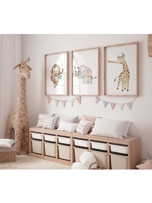 Ninastore Bebek Hayvanlar Spor Kreş Baskısı: Safari Teması