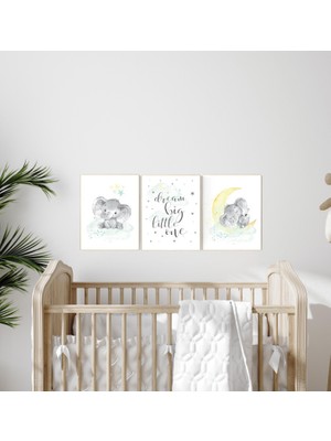 Ninastore Fil Kreşi Sanat Baskıları: Ay, Yıldızlar, Büyük Düşünün