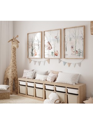 Ninastore Orman Hayvanları Kreş Sanat Baskıları: Cinsiyetsiz Dekor