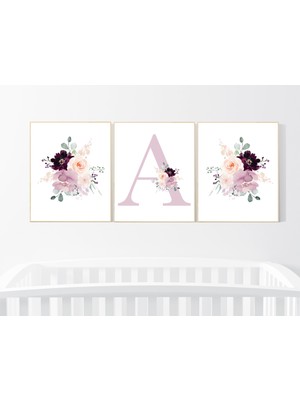 Ninastore Çiçekli Çocuk Odası Desenleri: Mor Leylak Bordo Çiçek Dekoru