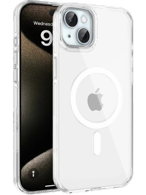 CPT83 iPhone 15 Gleam Pc Sert Magsafe Kılıf - Şeffaf