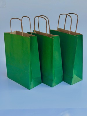 Orbak Kağıtçılık Haki Yeşili Renkli Kraft Kağıt Çanta 18X8X24 cm – 5’li Paket | Hediye Poşeti & Hediye Paketi