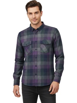 Kamer Erkek Kışlık Slim Fitt Uzun Kol Çift Cep Kapak Gömlek 2417 BGL-ST04798