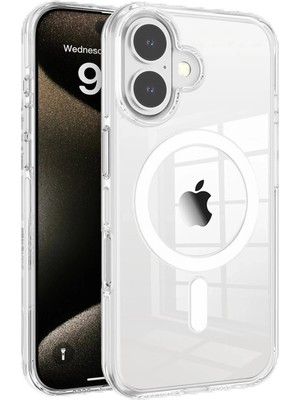 CPT83 iPhone 16 Gleam Pc Sert Magsafe Kılıf - Şeffaf