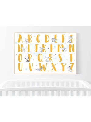 Ninastore Hayvan Alfabesi Kreş Baskısı: Cinsiyetsiz Çocuk Duvar Sanatı