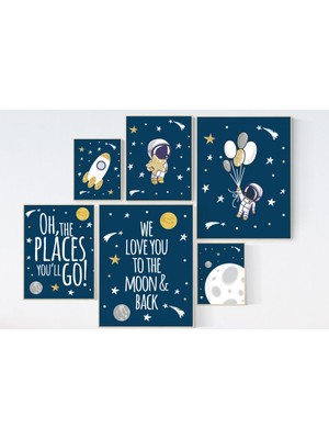 Ninastore Uzay Kreş Baskıları: Astronot, Roket, Gezegenler Duvar Sanatı