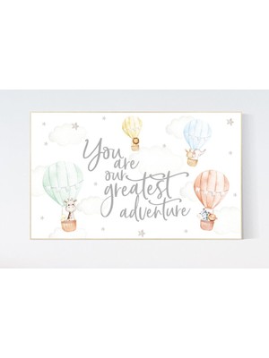 Ninastore Safari Hayvanları Sıcak Hava Balonu Kreş Baskısı: Cinsiyet Nötr Dekor