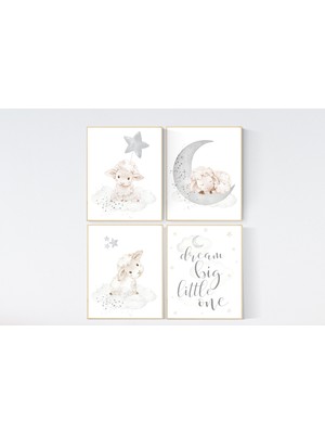 Ninastore Koyun Kreşi Sanatı: Ay, Bulut, Yıldız Baskıları