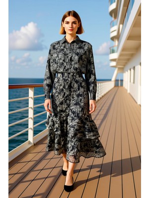 Benerly Kadın Maxi Etek Yüksek Bel Hayvan Desenli Şifon Kalıp Fonksiyonel Dayanıklı Kaliteli Rahat