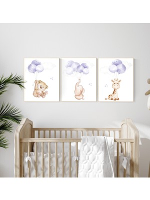 Ninastore Lavanta Hayvan Kreş Desenleri: Mor Balon Dekoru