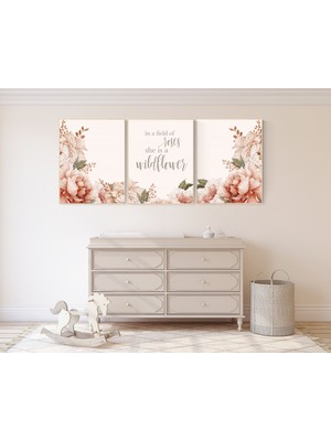 Ninastore Çiçekli Şakayık Kreş Dekoru Kız - Kır Çiçeği Sanat Baskısı