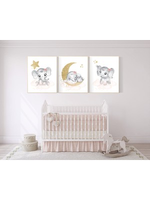 Ninastore Fil Çocuk Odası Sanatı: Allık Pembesi ve Altın Kız Odası Dekoru