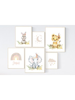 Ninastore Bohem Hayvan Desenli Bebek Odası Desenleri: Cinsiyetsiz Toprak Tonları, Gökkuşağı ve Yıldızlar