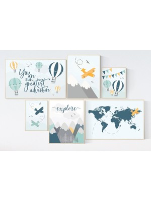 Ninastore Macera Odası Dekoru: Sıcak Hava Balonu, Uçak Baskıları