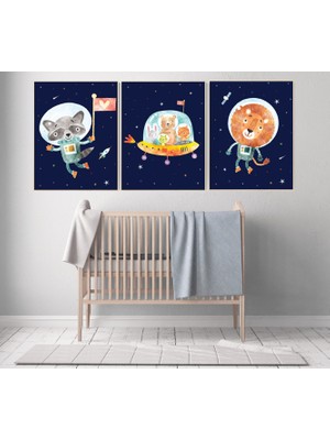 Ninastore Uzay Hayvanlı Çocuk Odası Dekoru: Erkek Çocuk Odası Duvar Sanatı