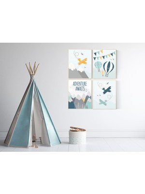 Ninastore Macera Bekliyor Kreş Baskısı: Dağ, Uçak, Sıcak Hava Balonu