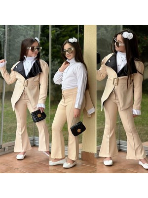 Kokoş Bebek Yeni Sezonun En Gösterişli Kombini - Tam 4\'lü Kombin - Gömlek/ceket/kemer/pantolon - 3/12 Yaş - 31582