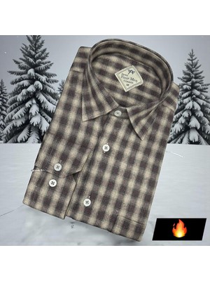 Eren Style Klasik %100 Cotton Uzun Kollu Terletmeyen Kışlık Flanel Gömlek (Regular Kalıp)