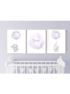 Ninastore Lavanta Fil Kreş Dekoru: Çiçekli Kız Ismi Baskısı