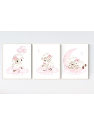 Ninastore Kuzu Fidanlığı Sanat Baskıları: Pembe ve Gri Koyun Dekoru
