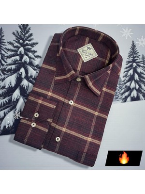 Eren Style Klasik %100 Cotton Uzun Kollu Terletmeyen Kışlık Flanel Gömlek (Regular Kalıp)